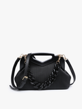 Remy Pleated Frame Bag – Chain Strap Crossbody | Black