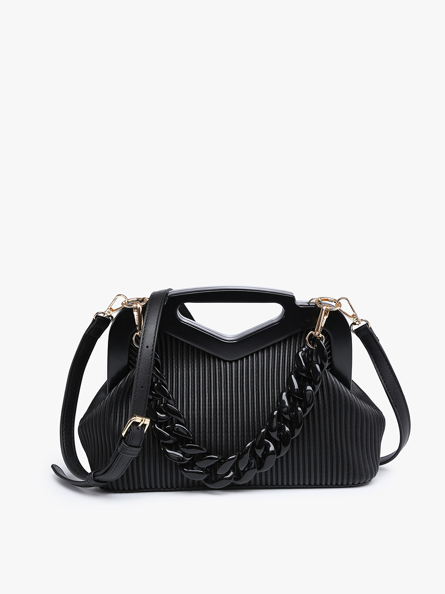 Remy Pleated Frame Bag – Chain Strap Crossbody | Black