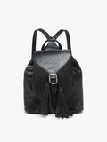 Jewel Fringe Bucket Backpack – Distressed Vegan Bag | Black