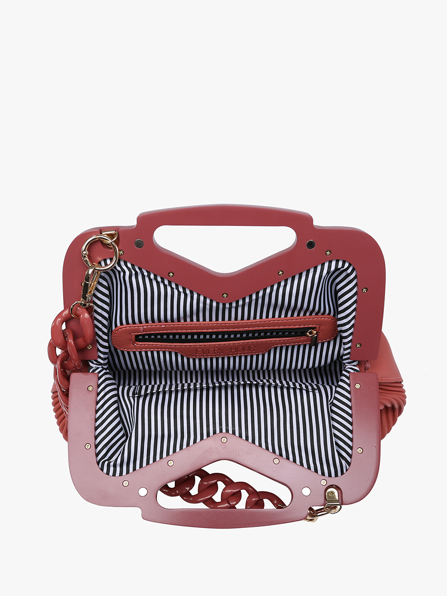 Remy Pleated Frame Bag – Chain Strap Crossbody | Black