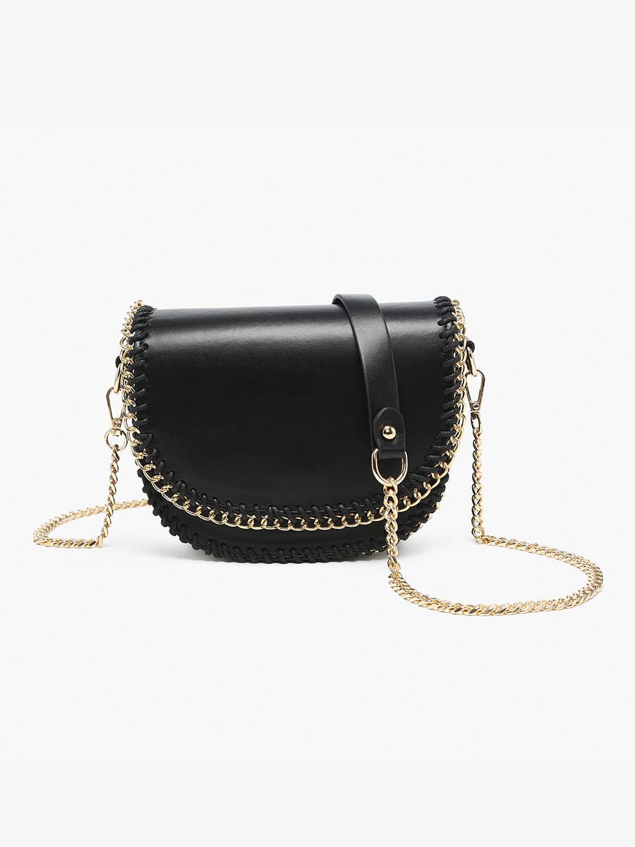 Gold Chain Trim Crossbody | Black