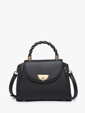 Clarke Twist Lock Small Braided Handle Bag | Black