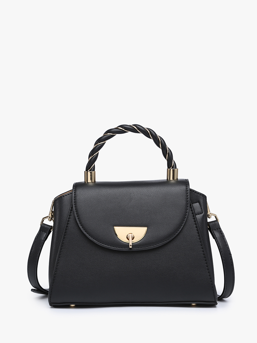 Clarke Twist Lock Small Braided Handle Bag | Black