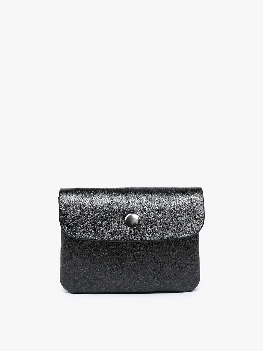 Ethel Snap Closure Pouch | Metallic Black