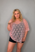 Bow Pattern Boxy Mesh Top
