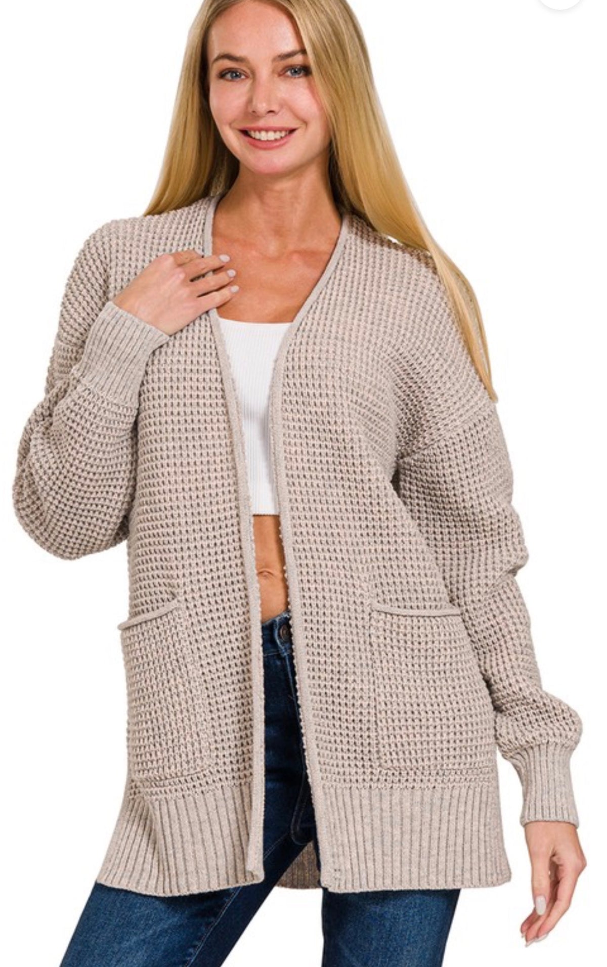 Waffle Cardi | Heather Mocha