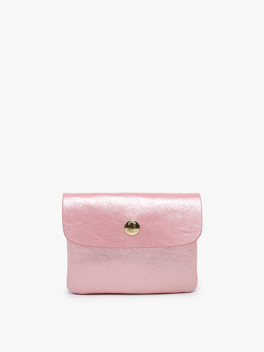 Ethel Snap Closure Pouch | Metallic Pink