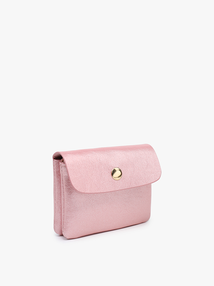 Ethel Snap Closure Pouch | Metallic Pink