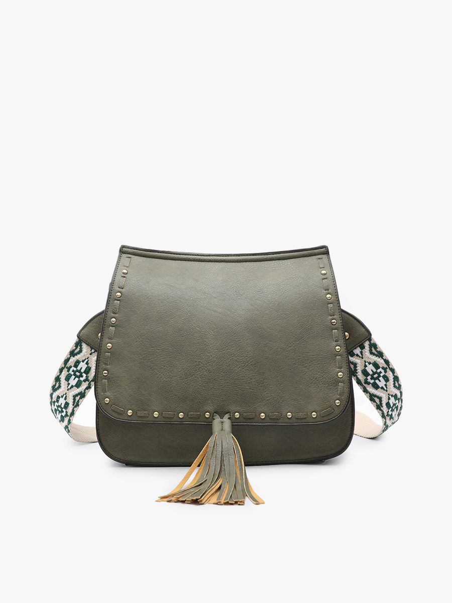 Bailey Crossbody Bag – Print Contrast Strap | Olive